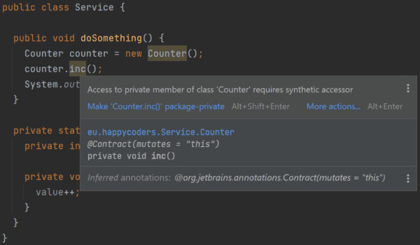IntelliJ 中的合成访问器警告